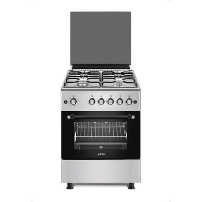 Astech Cuisinière à Gaz 4 Feux - 60x60 -Full option avec Four et Minuterie – Inox